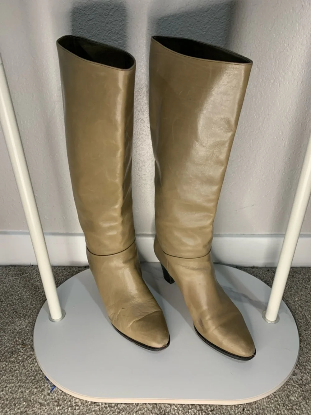 Vintage Maserati Classic Over-the-Knee Boots in Taupe Leather